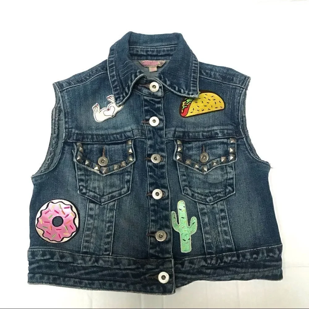 ‎Bubblegum fun patch denim jean vest S